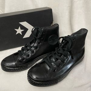Converse Chuck Taylor Women’s Black Vinyl Hightop Sneakers